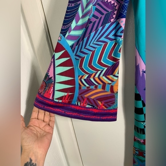 Hale Bob Bell sleeve multicolor, illuminati mini dress. XS - Picture 7 of 9